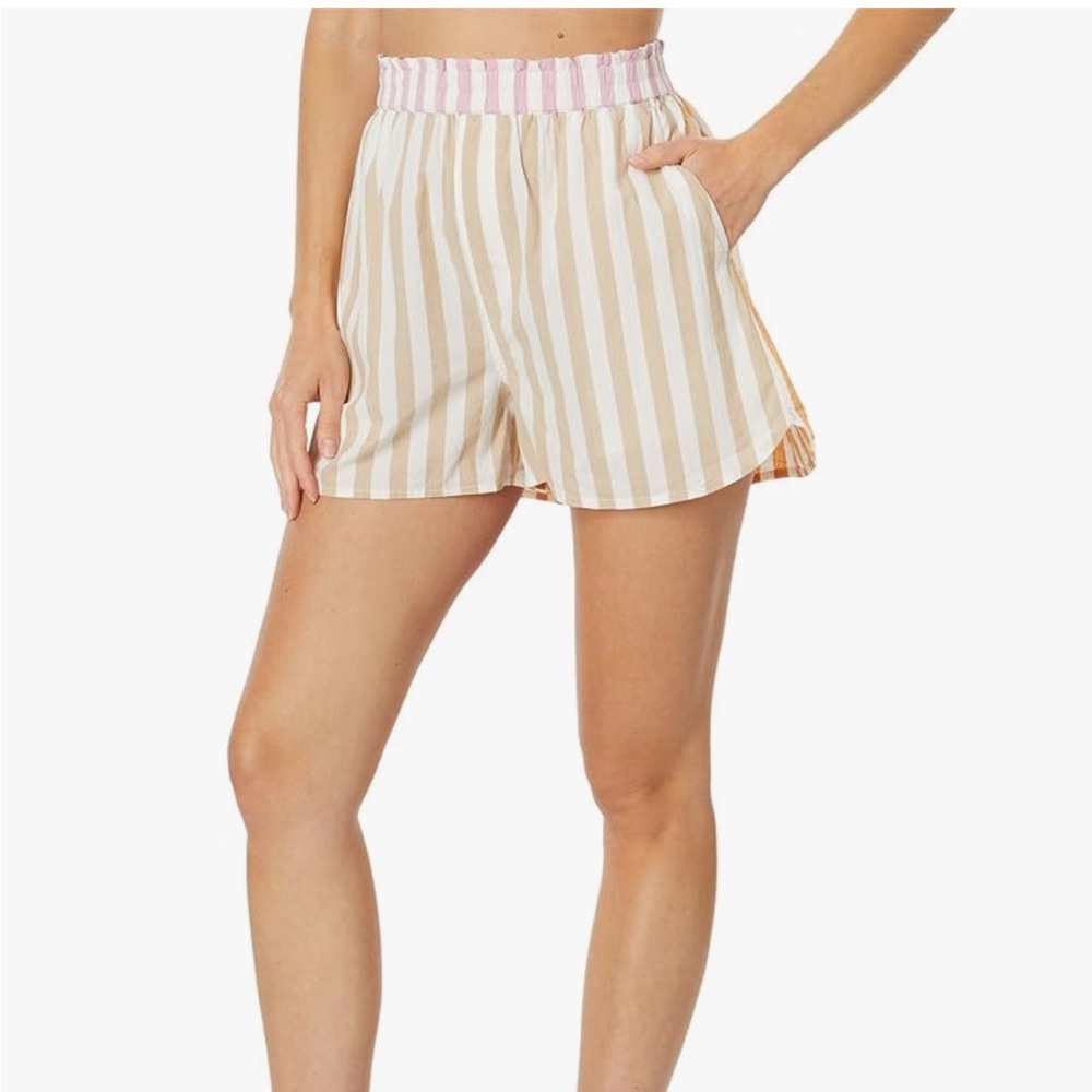 Madewell Striped Women Shorts - Cream and Pink